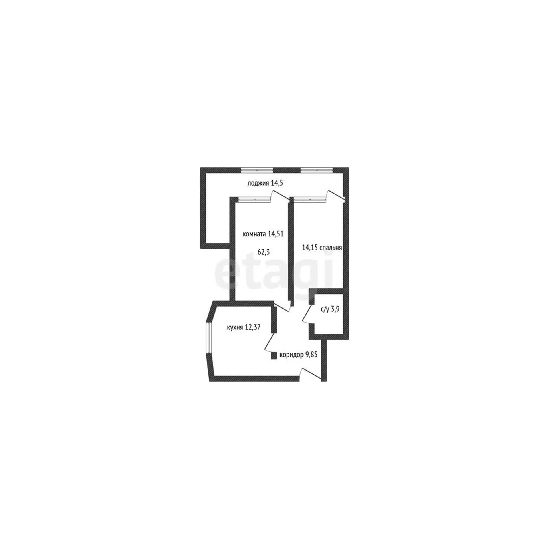2-к квартира, 62м² (Степная улица, 1/1к4) - миниатюра 6