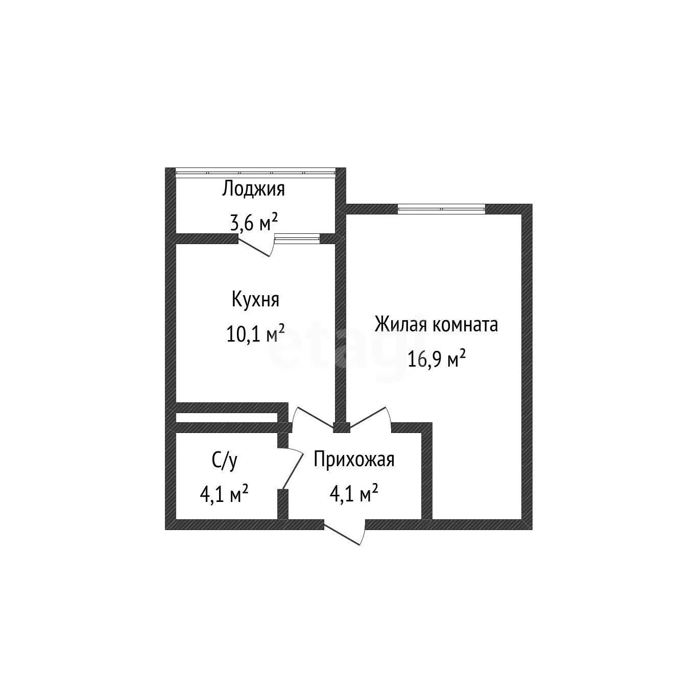 1-к квартира, 35.9м² (проспект имени писателя Знаменского, 34) - изображение 1