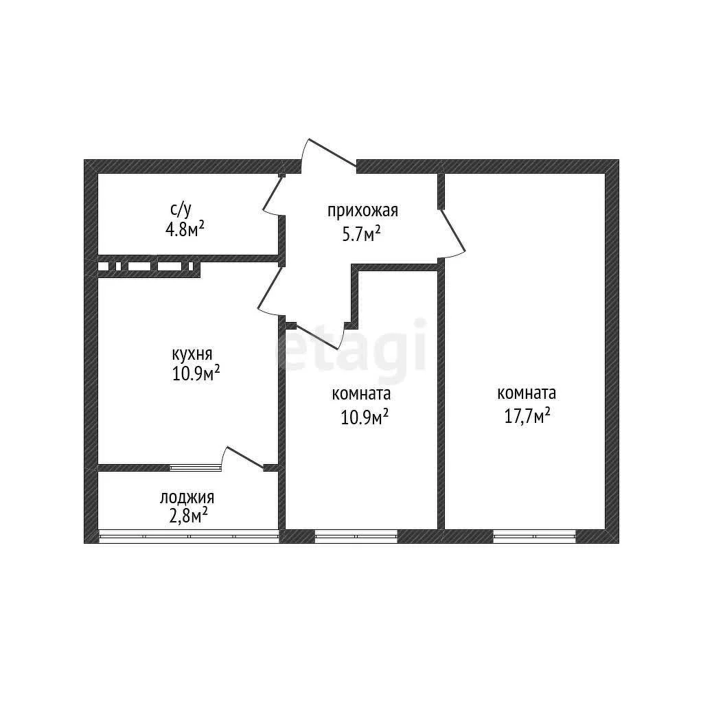 2-к квартира, 50.6м² (Скандинавская улица, 1) - миниатюра 7