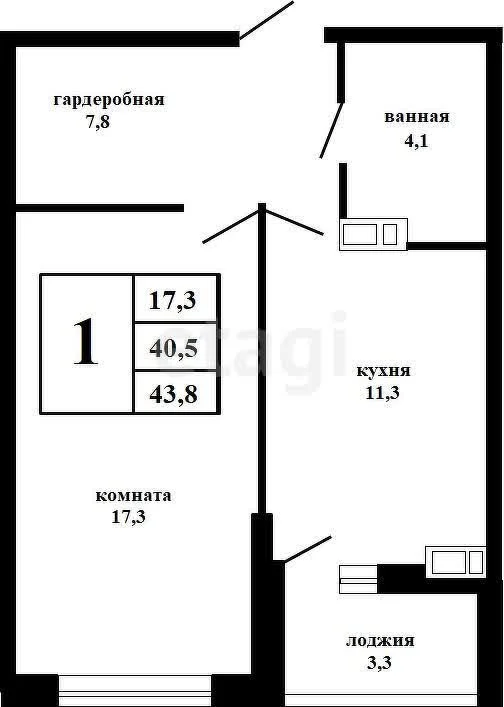 1-к квартира, 40.5м² (Адмиралтейский бульвар, 3к3) - миниатюра 10