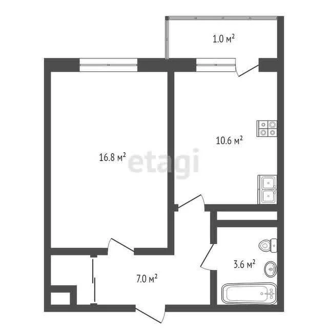1-к квартира, 38м² (улица Гидростроителей, 67) - миниатюра 10