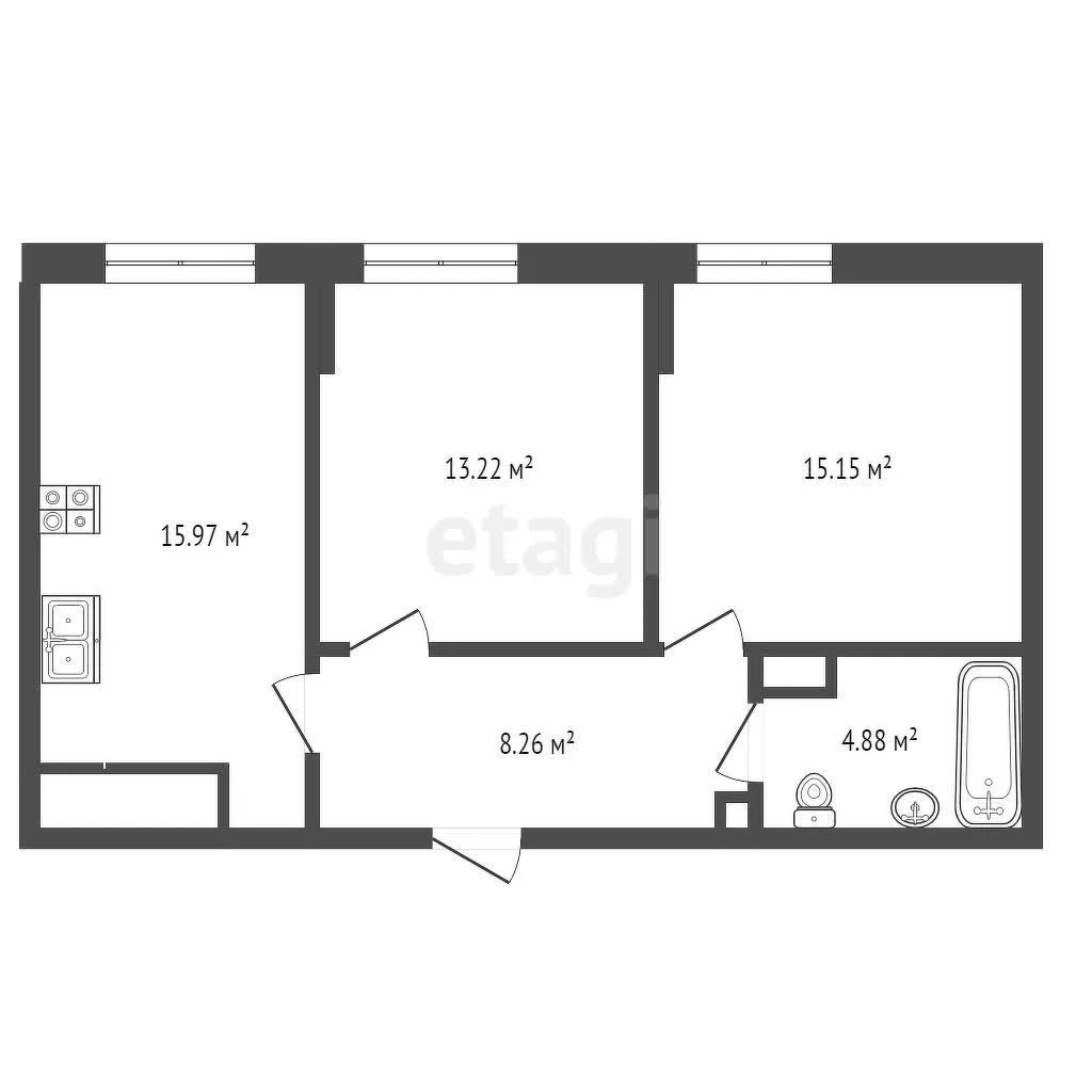 2-к квартира, 48.5м² (Береговая улица, 1к9) - миниатюра 16