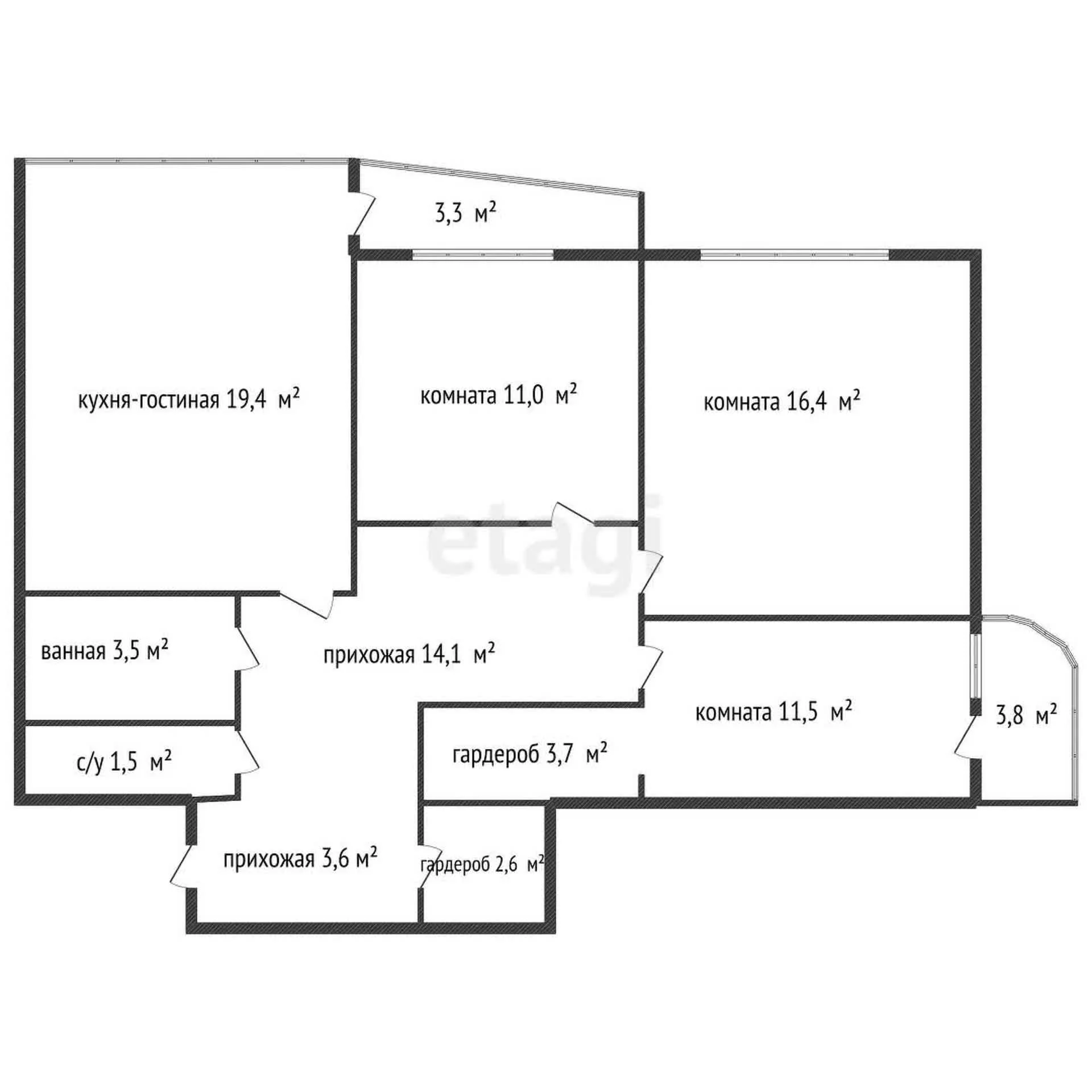 3-к квартира, 87.3м² (Круговая улица, 4вк7) - миниатюра 23