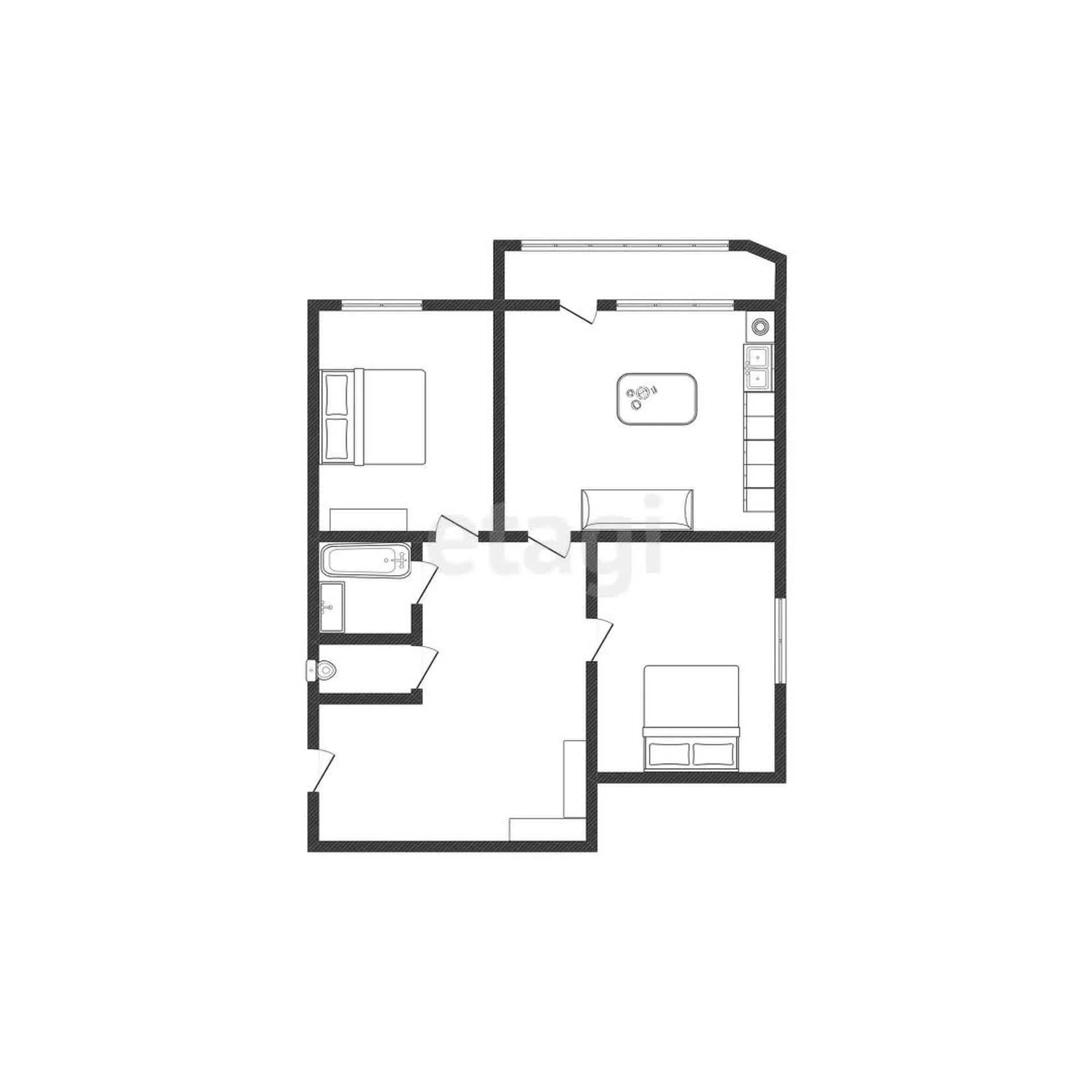 2-к квартира, 59.1м² (Восточно-Кругликовская улица, 26) - миниатюра 23