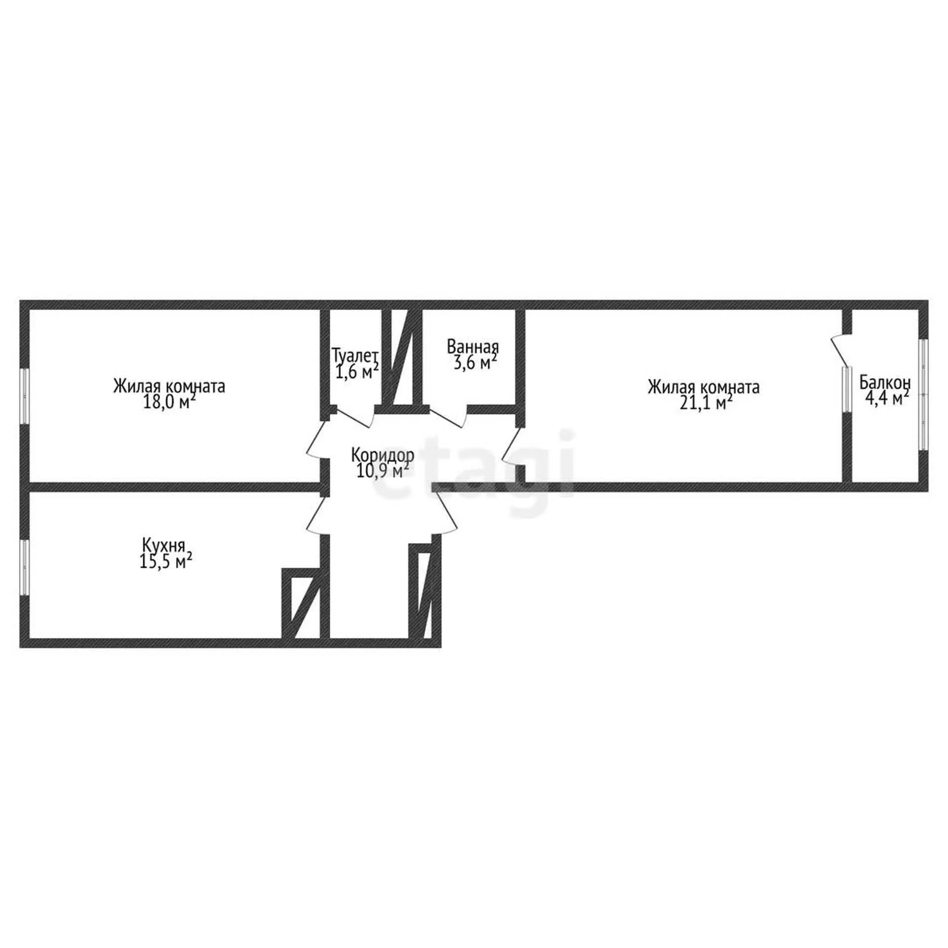 2-к квартира, 70.7м² (Бородинская улица, 137/1) - миниатюра 12
