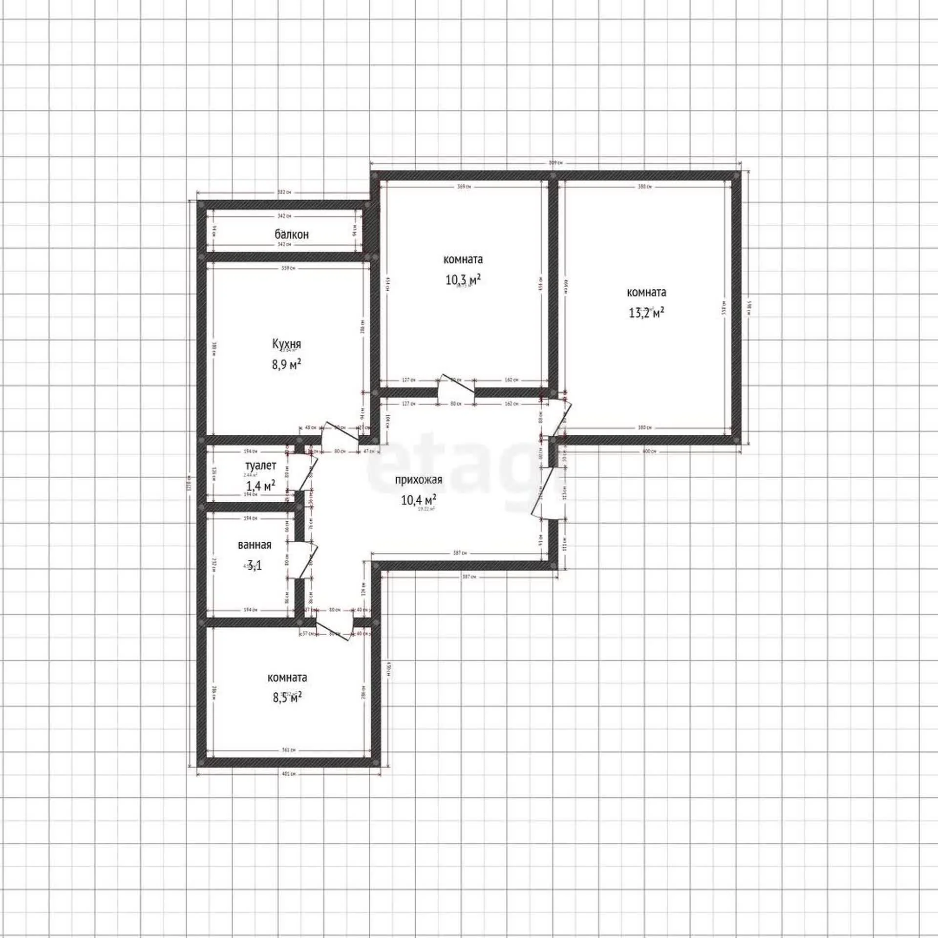 3-к квартира, 55.7м² (улица имени В.М. Бехтерева, 2ак1) - миниатюра 35