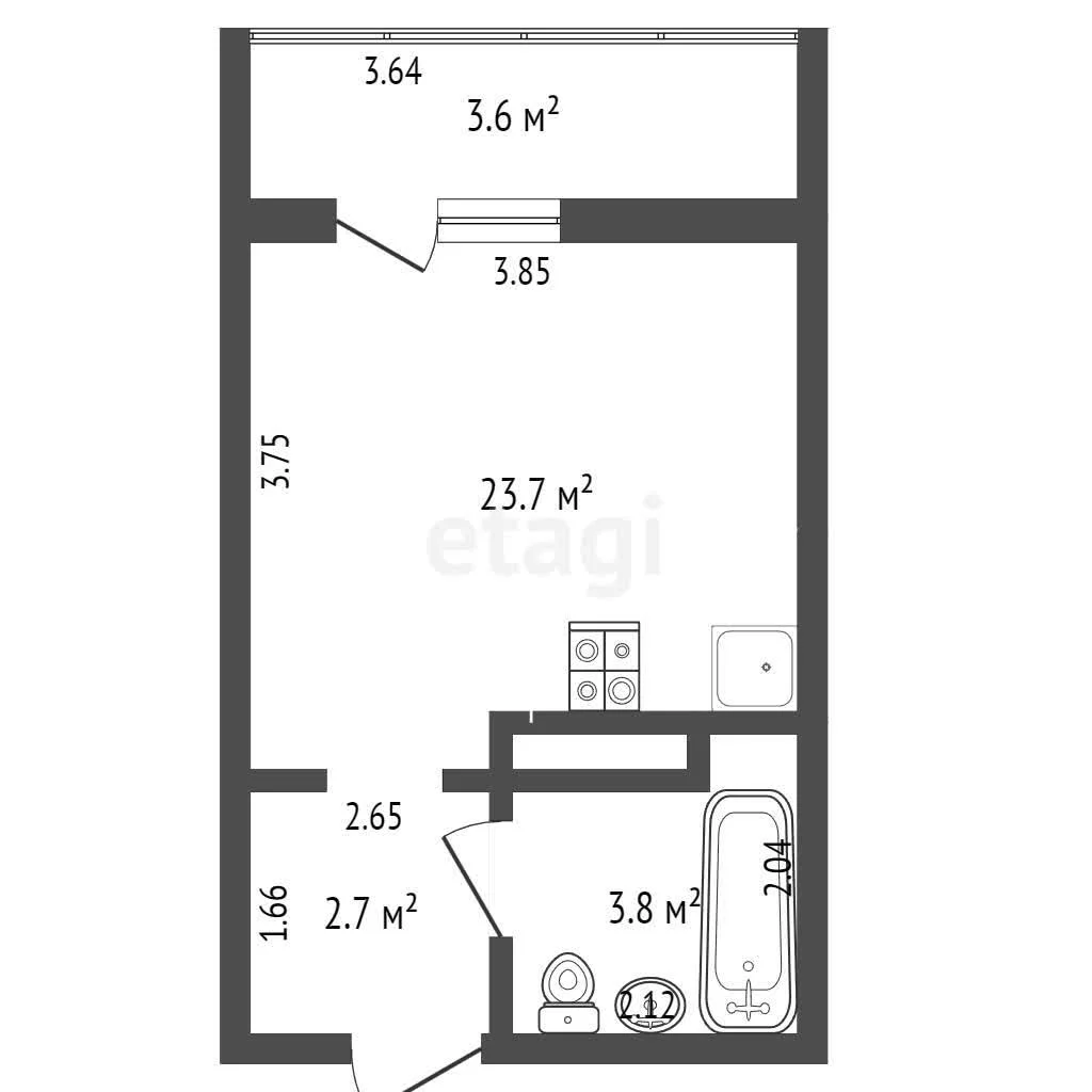 Студия, 20.2м² (улица Константина Гондаря, 103/1) - миниатюра 11