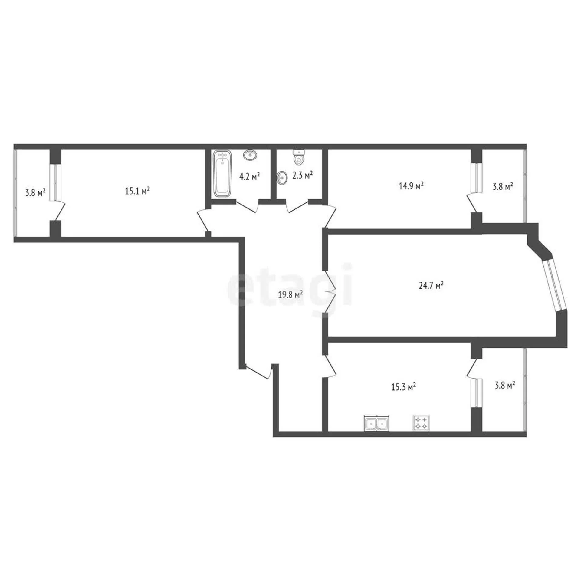 3-к квартира, 110м² (Парусная улица, 10к2) - миниатюра 12