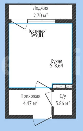 Студия, 29.29м² (Конгрессная улица, 19/3) - миниатюра 4
