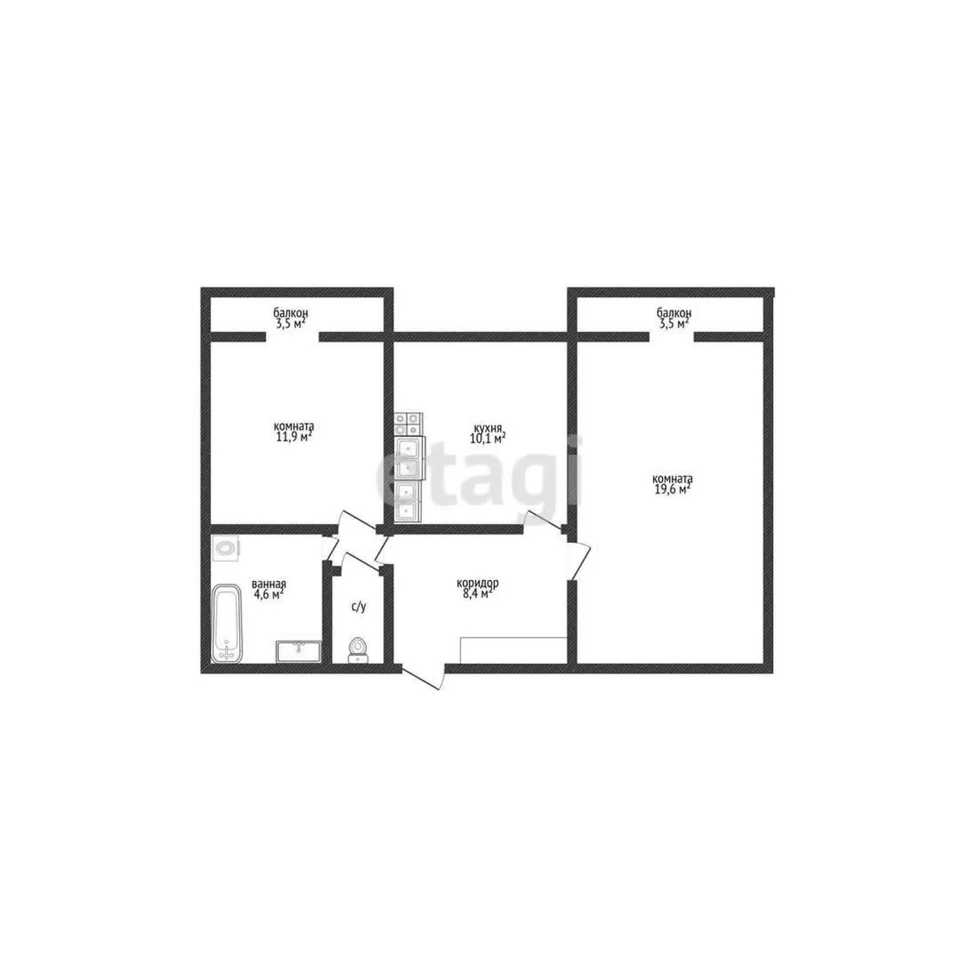 2-к квартира, 56.4м² (3-я Целиноградская улица, 4) - миниатюра 25