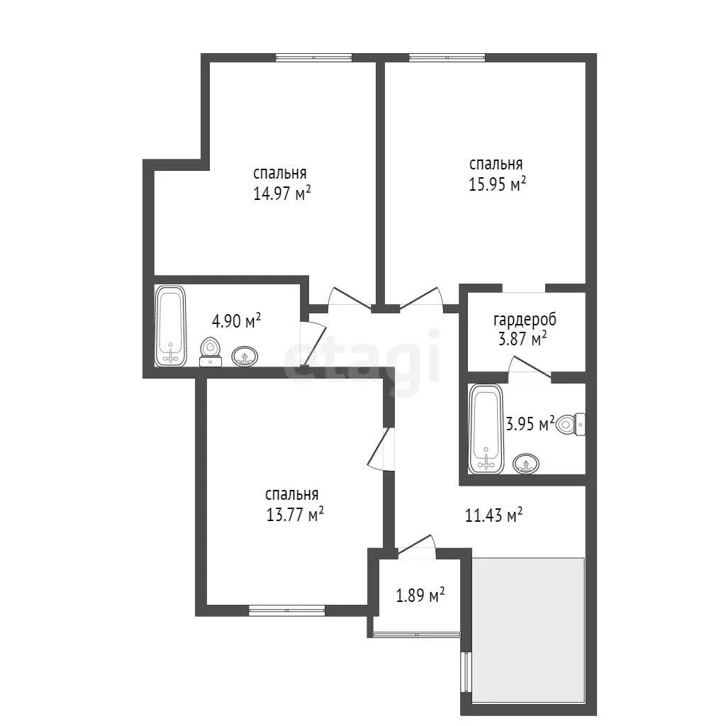 3-к квартира, 135.8м² (улица Вагнера, 7к1) - миниатюра 19