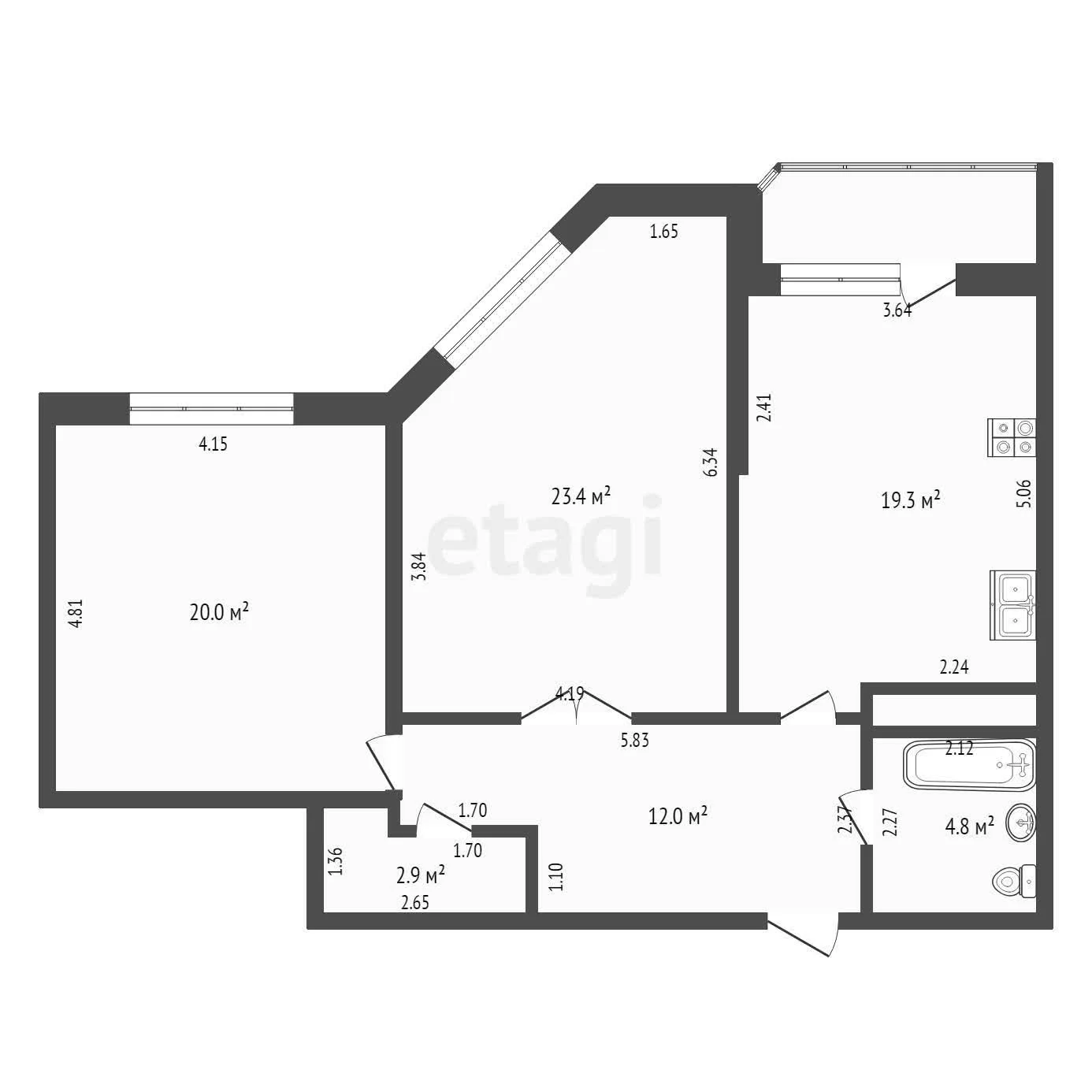2-к квартира, 82.4м² (Промышленная улица, 49) - миниатюра 20