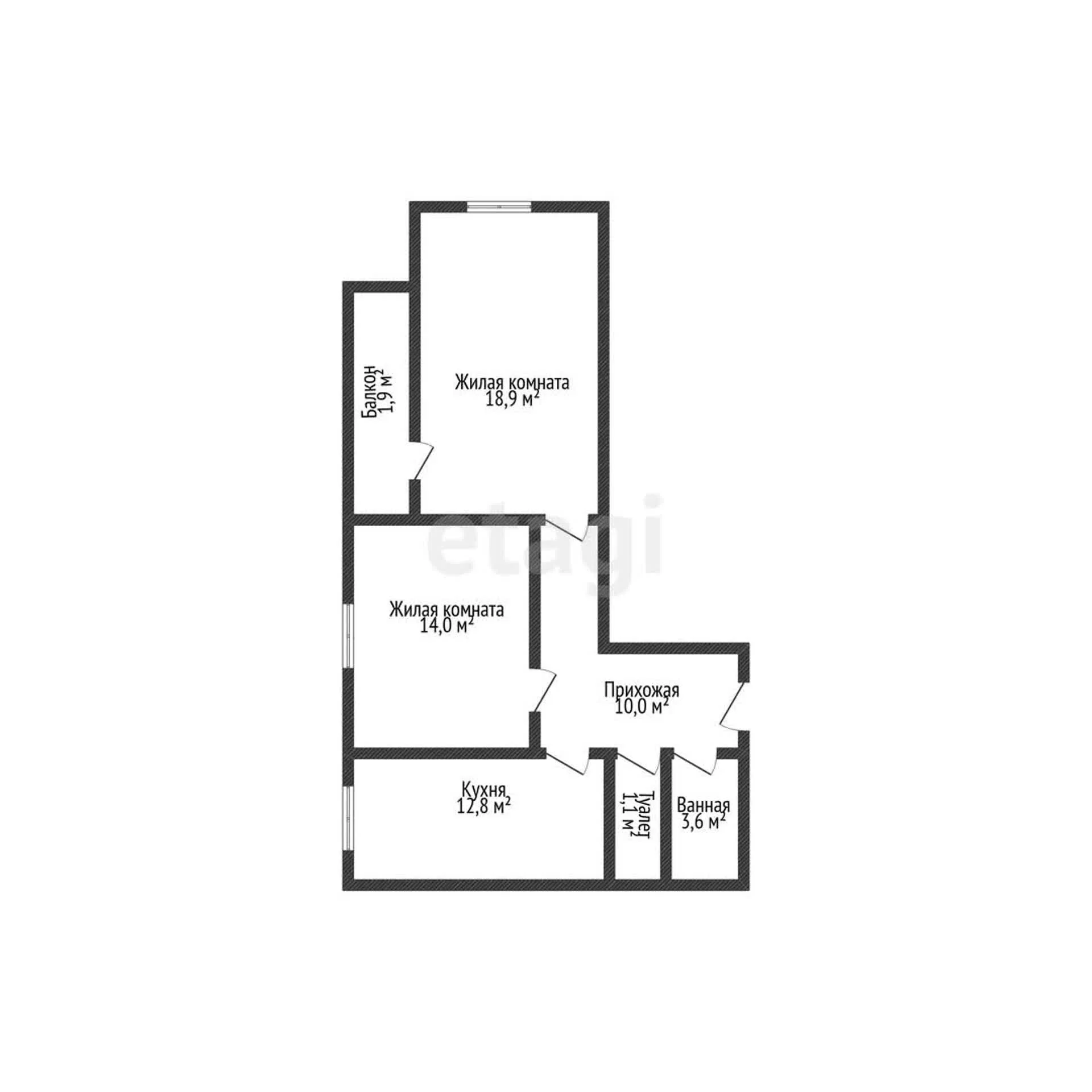 2-к квартира, 59.3м² (улица имени Ф.И. Шаляпина, 30/1) - миниатюра 11