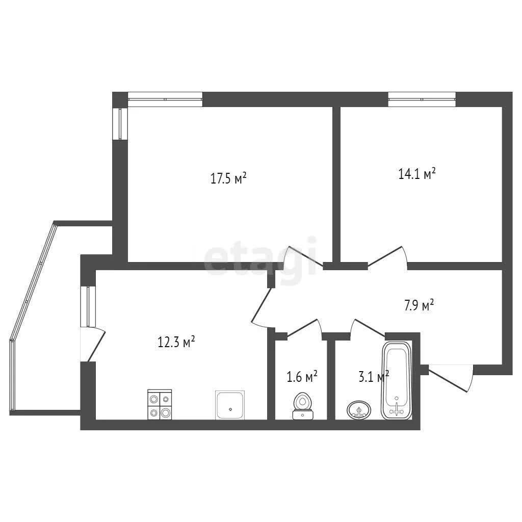2-к квартира, 59.2м² (2-я Российская улица, 162) - миниатюра 22