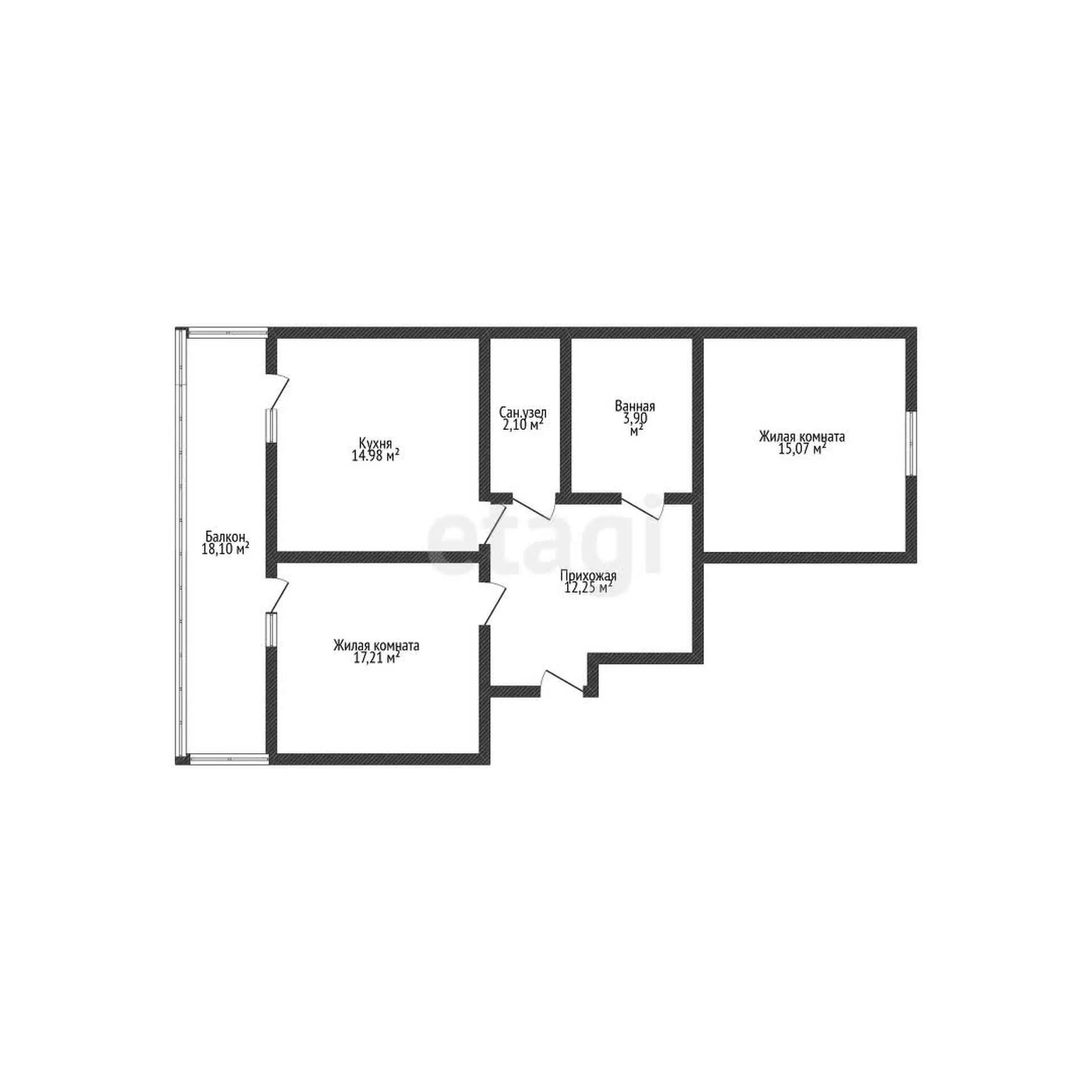2-к квартира, 65.8м² (Стахановская улица, 1/3) - миниатюра 11