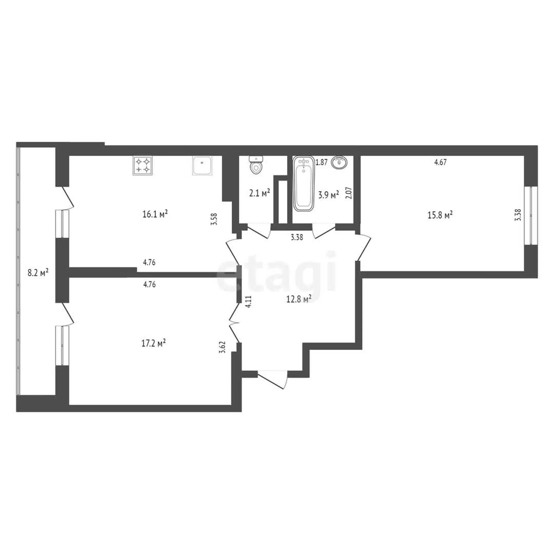 2-к квартира, 67.9м² (Дальний проезд, 11к2) - миниатюра 27