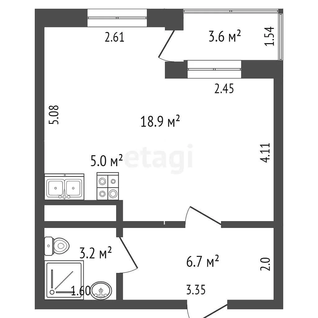 Студия, 33.8м² (Российская улица, 267к4) - миниатюра 24