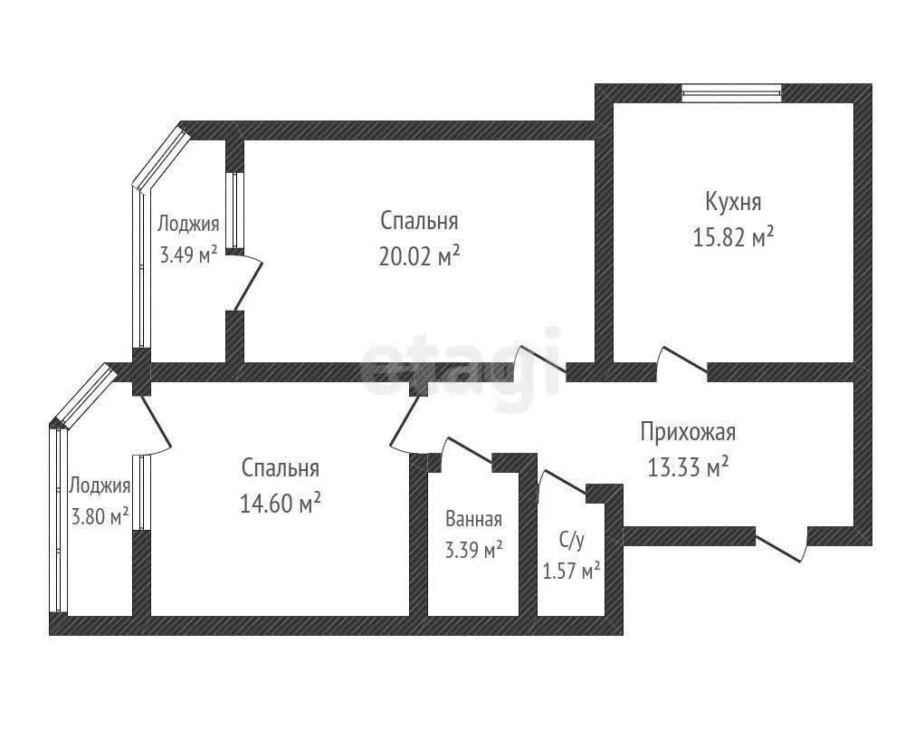 2-к квартира, 68.3м² (улица Димитрова, 3/1) - миниатюра 21