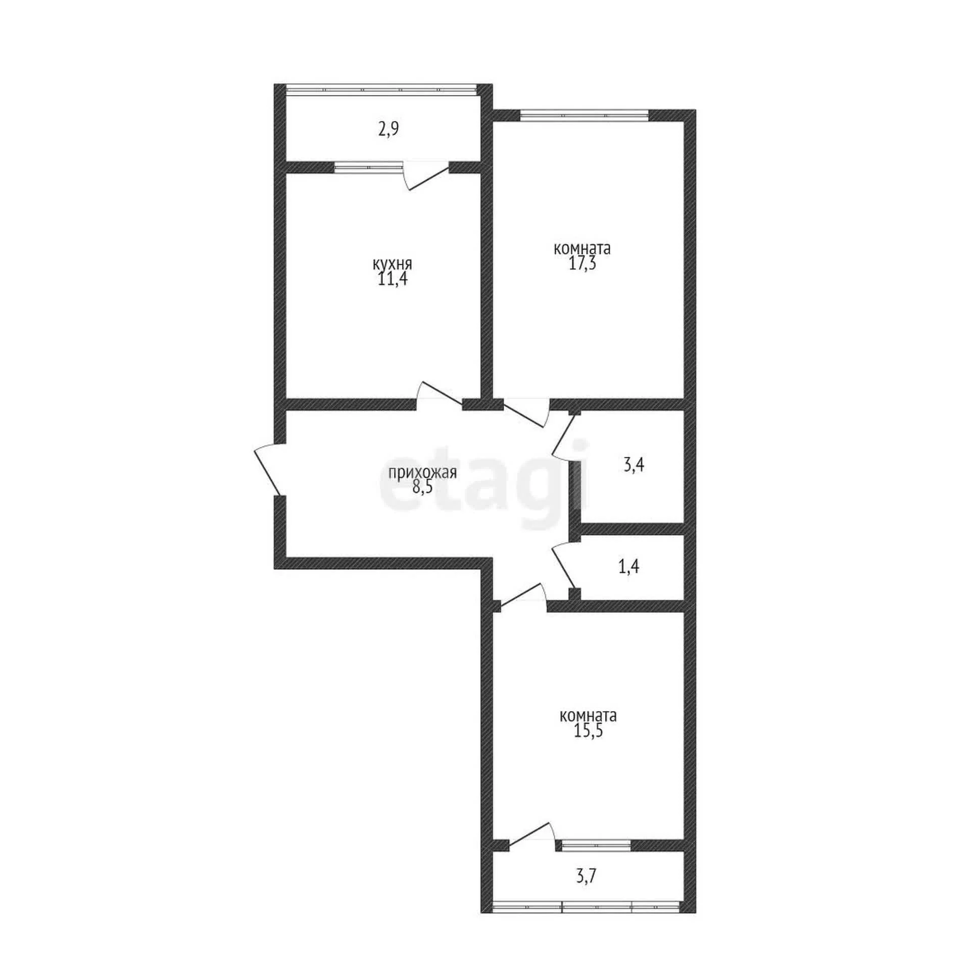 2-к квартира, 58.4м² (Российская улица, 79/3к2) - миниатюра 28