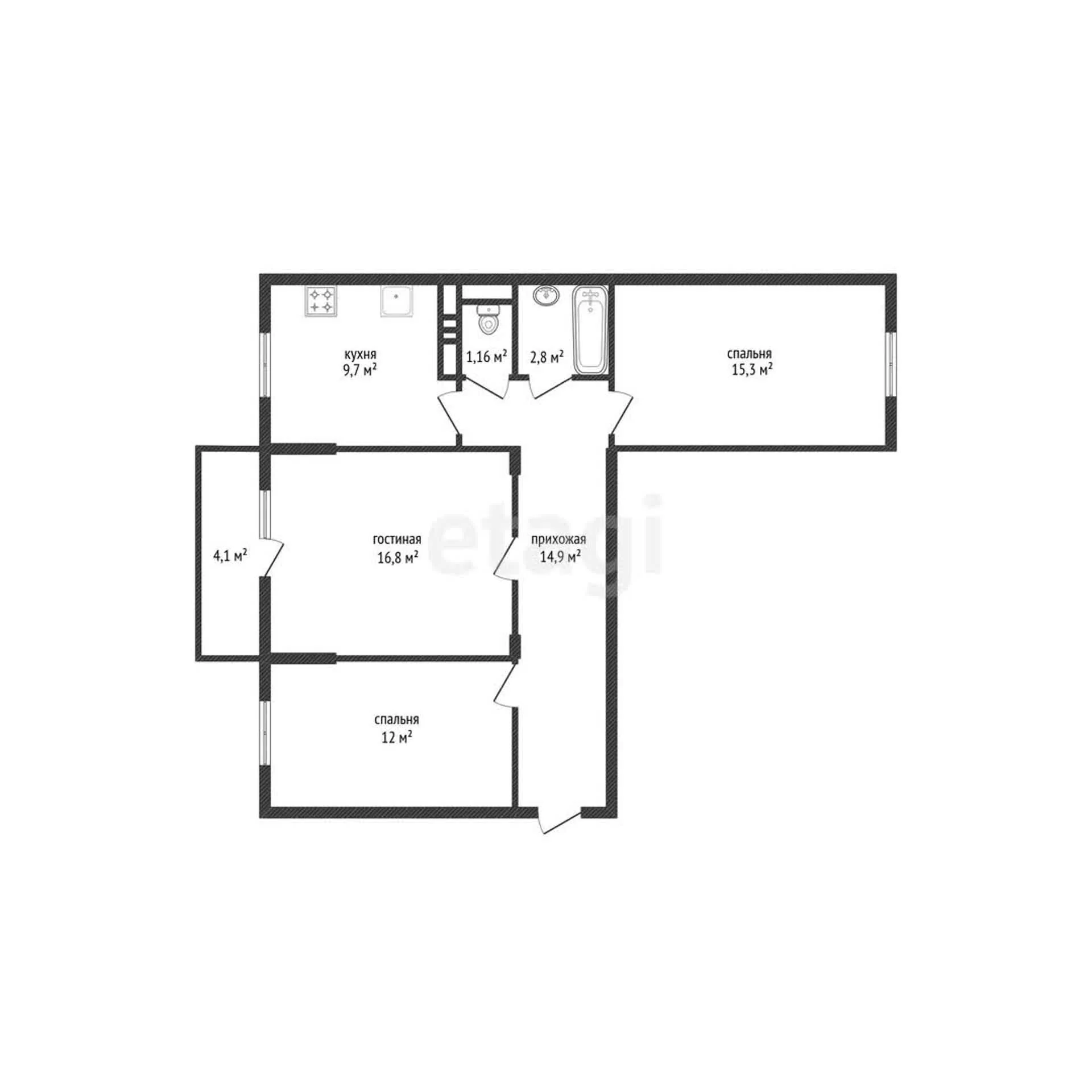 3-к квартира, 72.6м² (улица имени Калинина, 350/11) - миниатюра 32