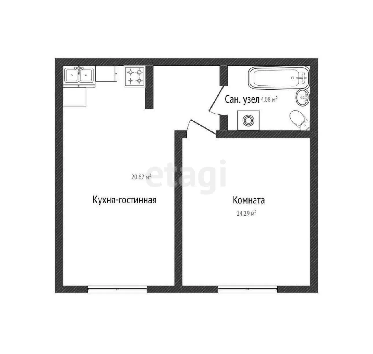 1-к квартира, 44.7м² (Песочная улица, 1к1) - миниатюра 9