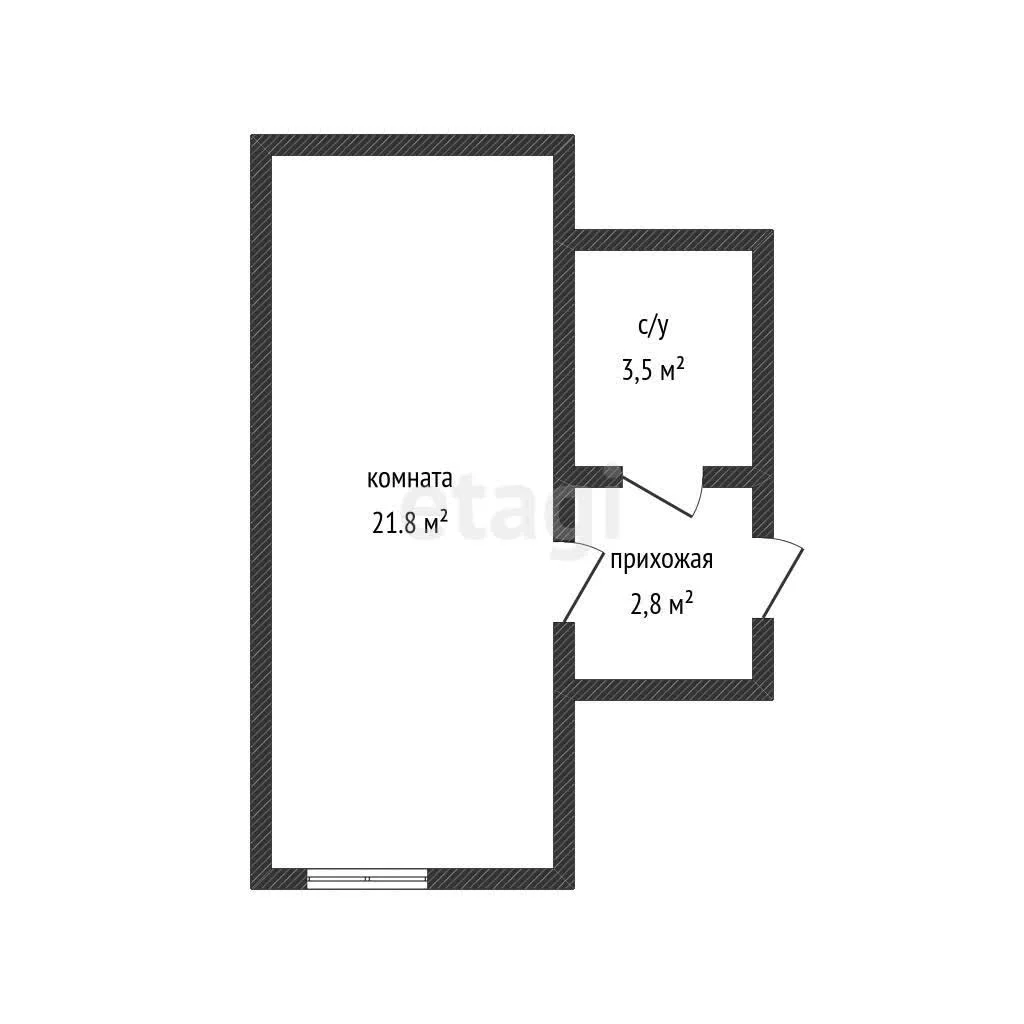 Студия, 28.1м² (улица Бигдая, 12) - миниатюра 18
