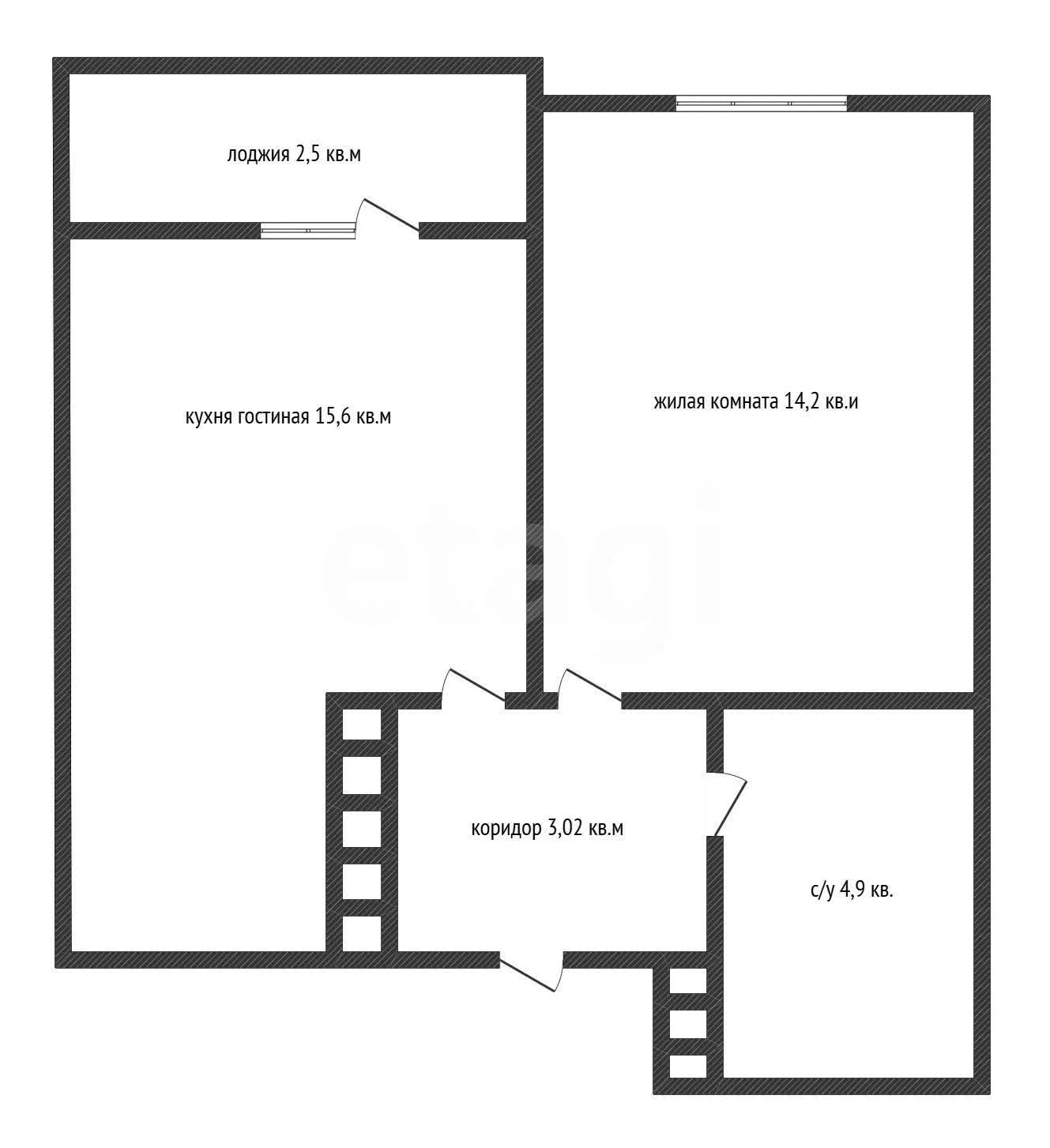 1-к квартира, 37.9м² (улица Лётчика Позднякова, 2к22) - миниатюра 2