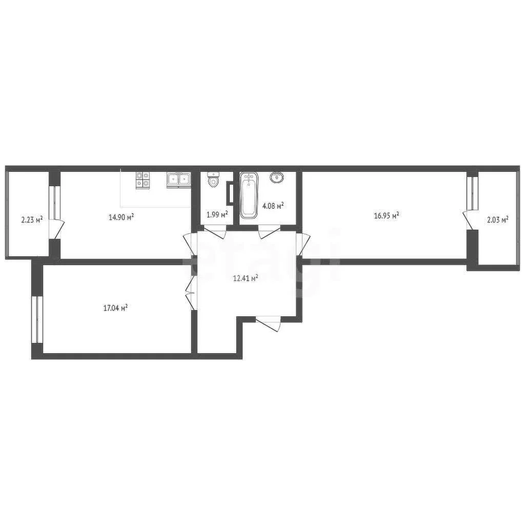 2-к квартира, 67.8м² (Душистая улица, 77) - изображение 1