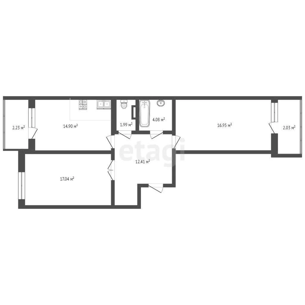 2-к квартира, 67.8м² (Душистая улица, 77) - миниатюра 15