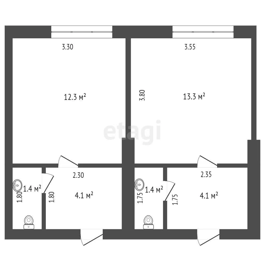 2-к квартира, 36.6м² (Бородинская улица, 20) - миниатюра 8
