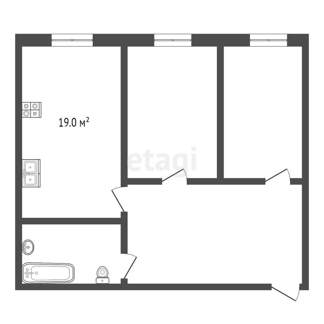 2-к квартира, 52.2м² (Космическая улица, 88к2) - миниатюра 6