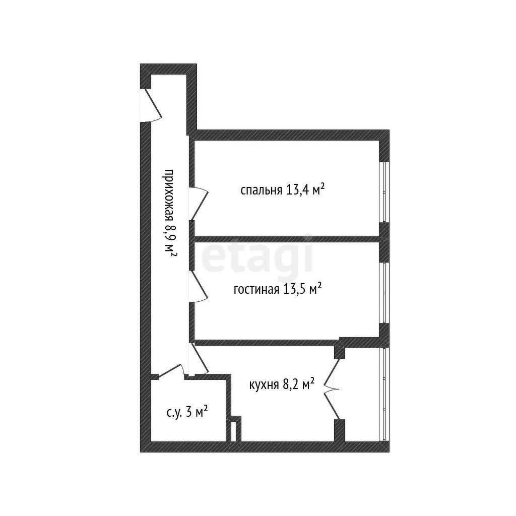2-к квартира, 47.3м² (улица имени Валерия Вишневецкого, 11к3) - миниатюра 7