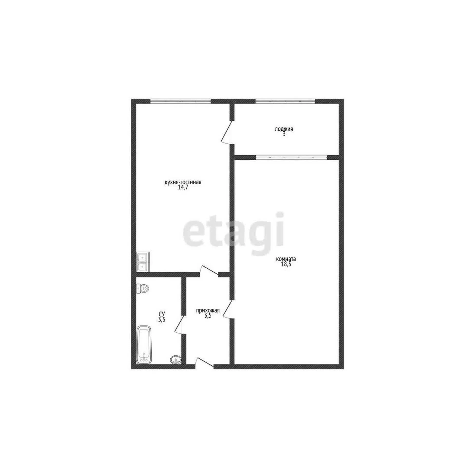 1-к квартира, 39.4м² (улица имени С.В. Рахманинова, 30) - миниатюра 7