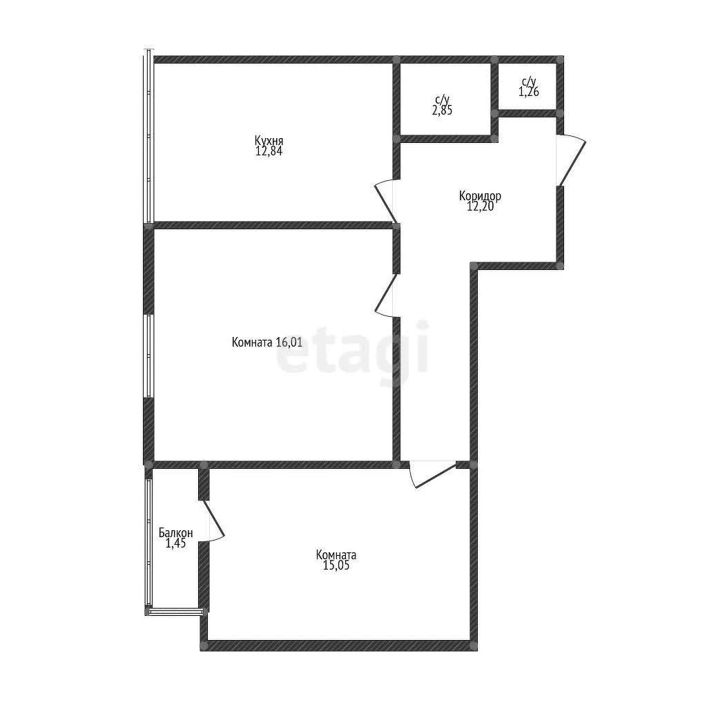 2-к квартира, 61.66м² (улица имени Ф.И. Шаляпина, 30/1к2) - миниатюра 11