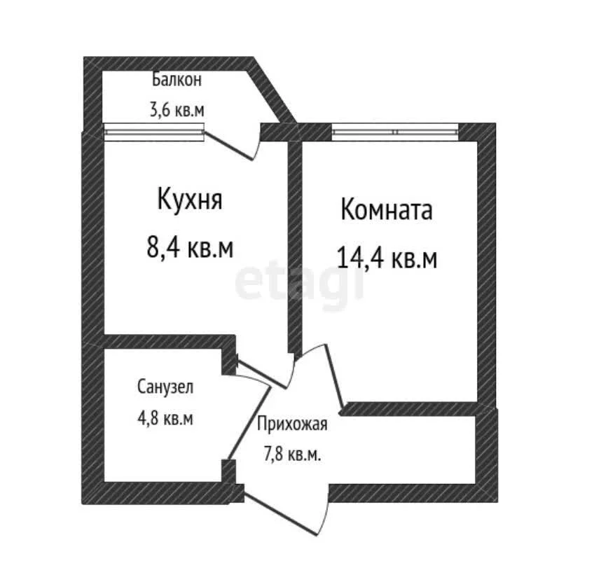 1-к квартира, 35.4м² (улица имени Героя Николая Шевелёва, 7) - миниатюра 21