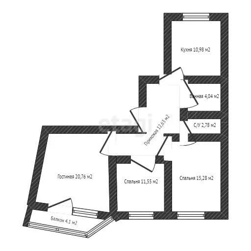3-к квартира, 76.8м² (Воронежская улица, 47/11) - миниатюра 26