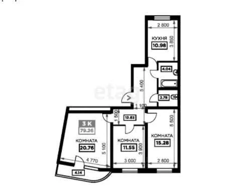 3-к квартира, 76.8м² (Воронежская улица, 47/11) - миниатюра 27