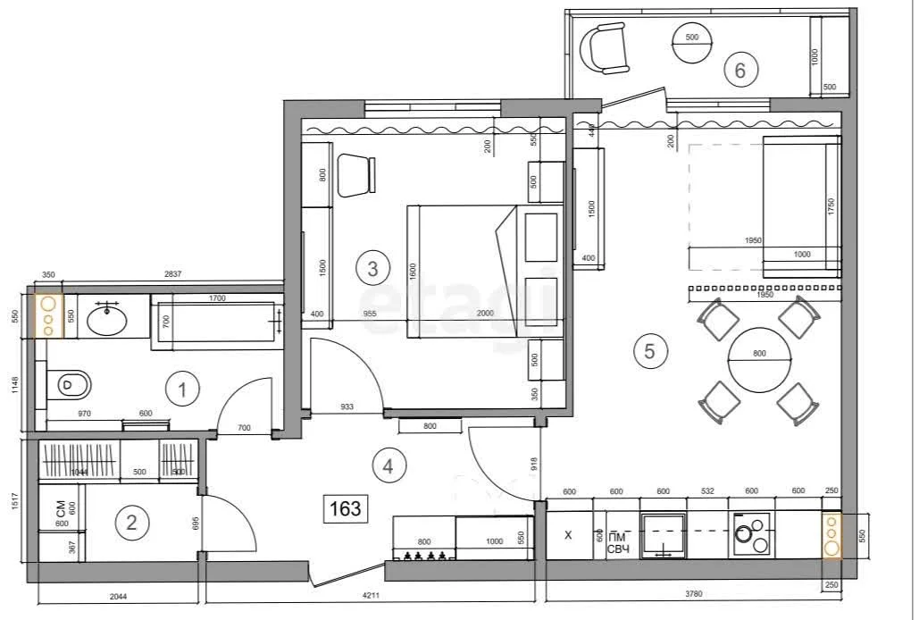 2-к квартира, 47.2м² (улица им. Мурата Ахеджака, 12к1) - миниатюра 10