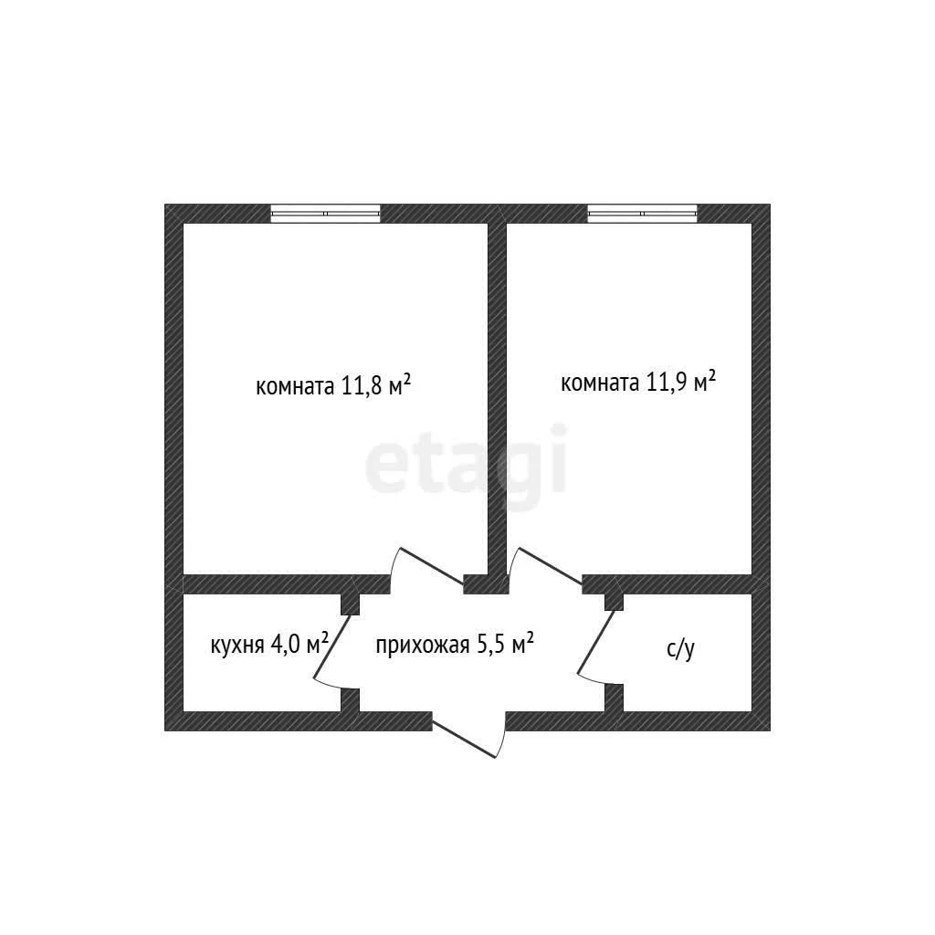 2-к квартира, 35.3м² (Пролетарская улица, 5) - миниатюра 7