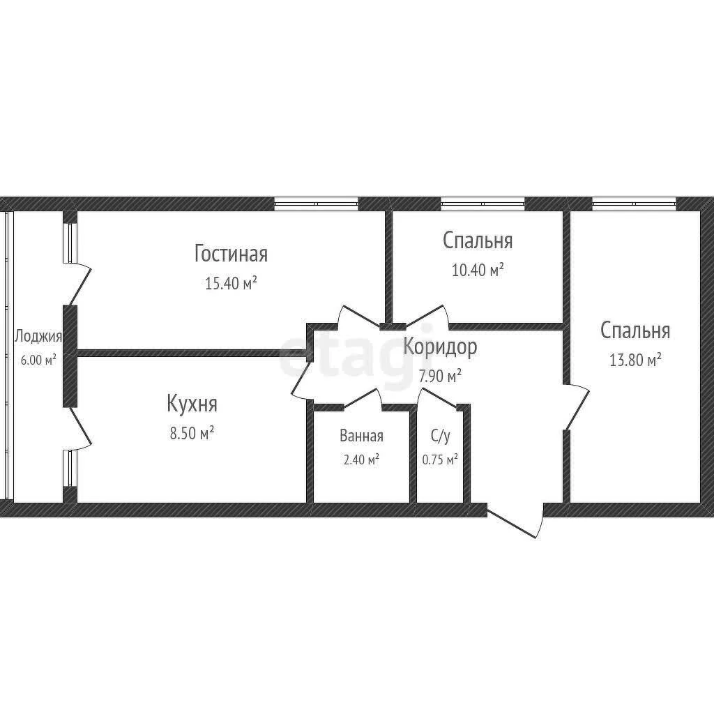3-к квартира, 59.3м² (, 62) - миниатюра 39