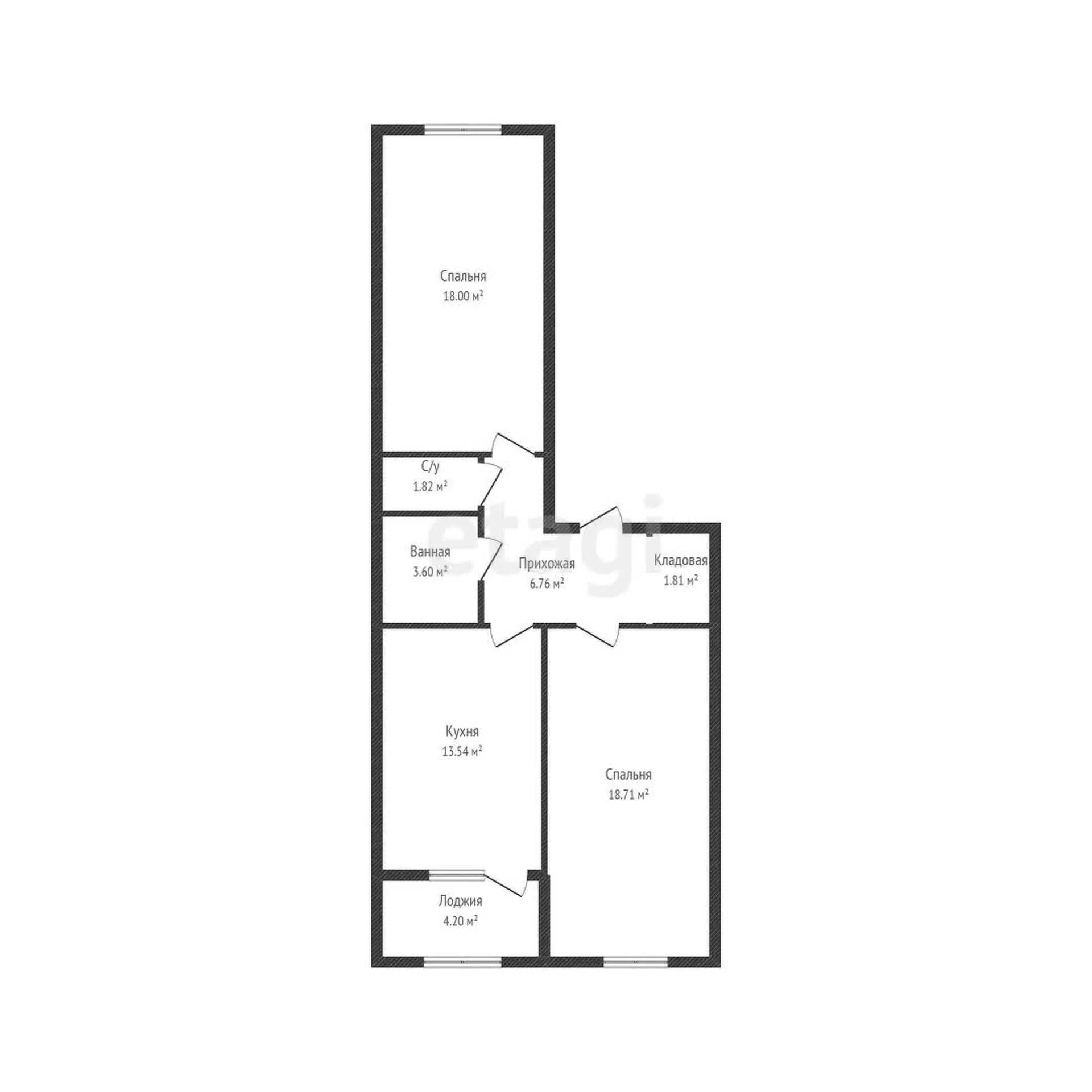 3-к квартира, 66.6м² (Питерская улица, 40к5) - миниатюра 31