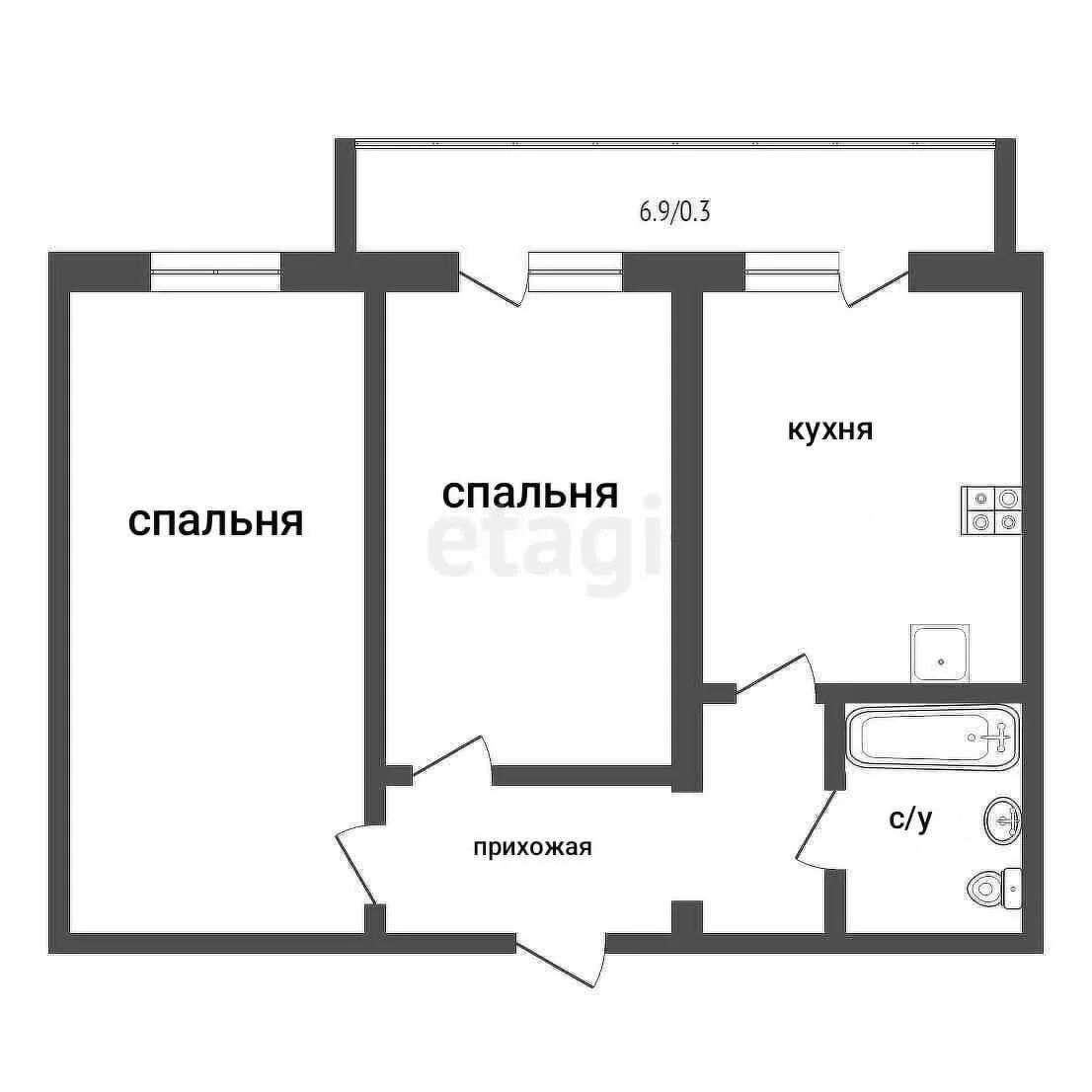 2-к квартира, 54.4м² (Тургеневское шоссе, 33/1с7) - миниатюра 15