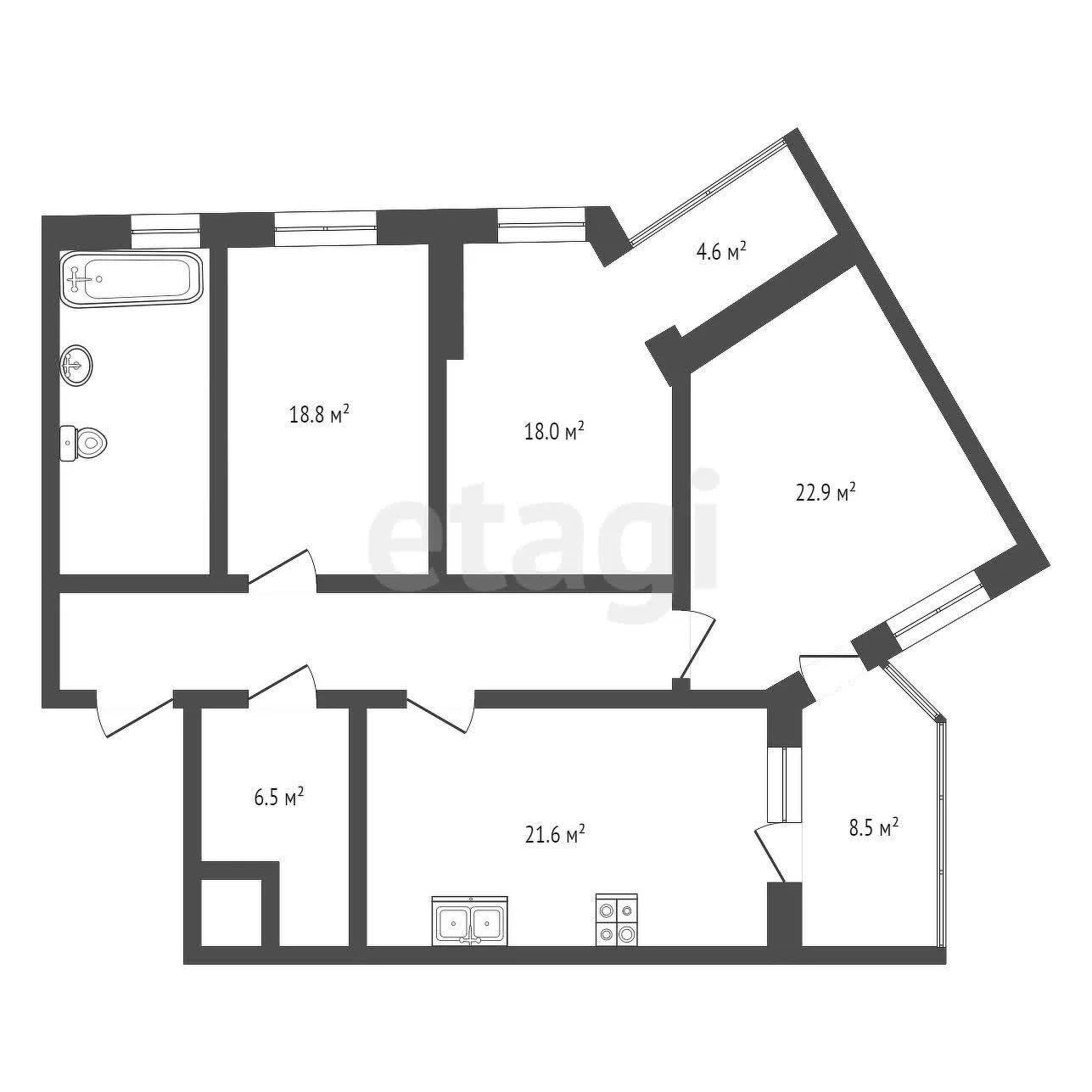 3-к квартира, 131м² (улица Кубанская Набережная, 37/11) - миниатюра 30