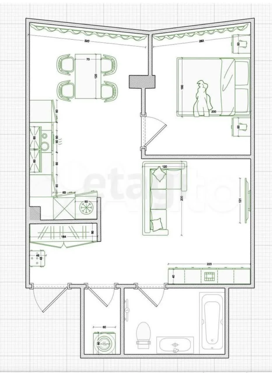1-к квартира, 50м² (Конгрессная улица, 33к1) - миниатюра 18