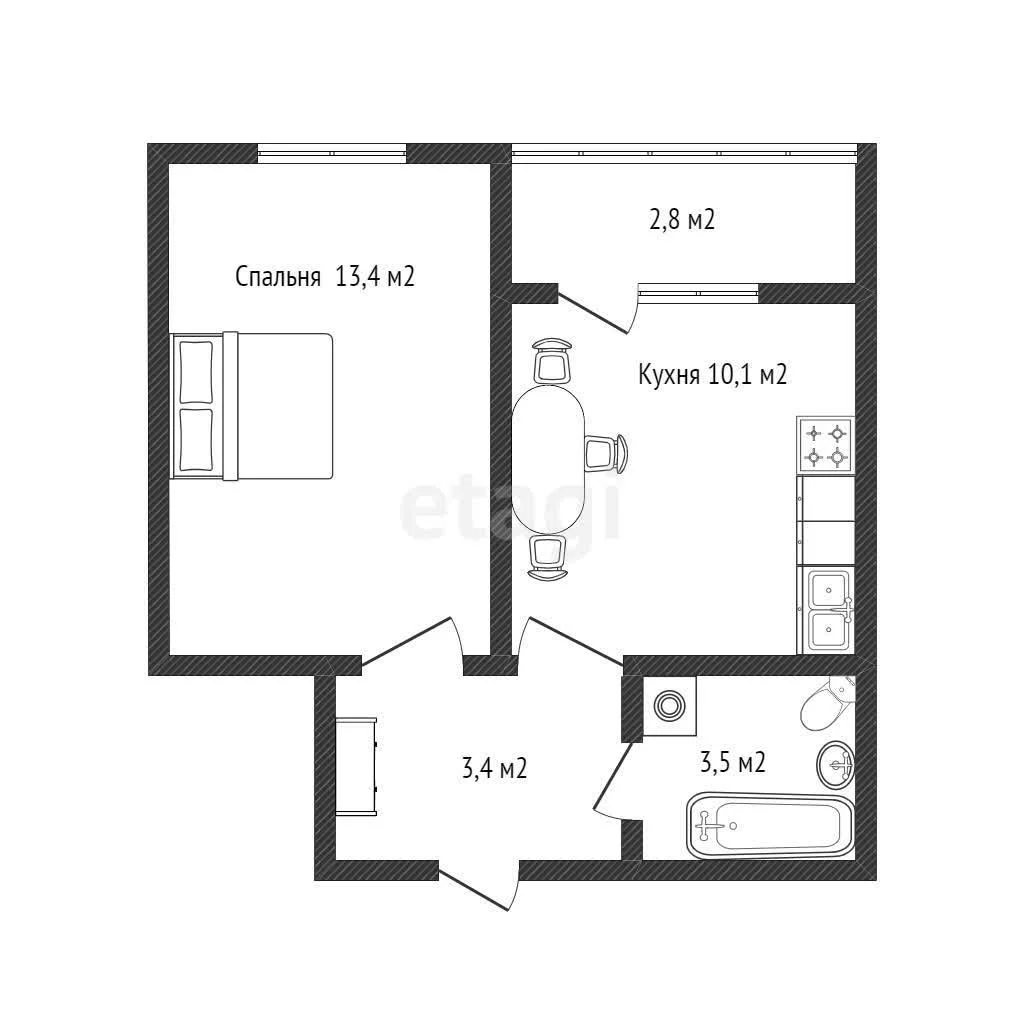 1-к квартира, 32.3м² (улица Ивана Беличенко, 89) - миниатюра 9