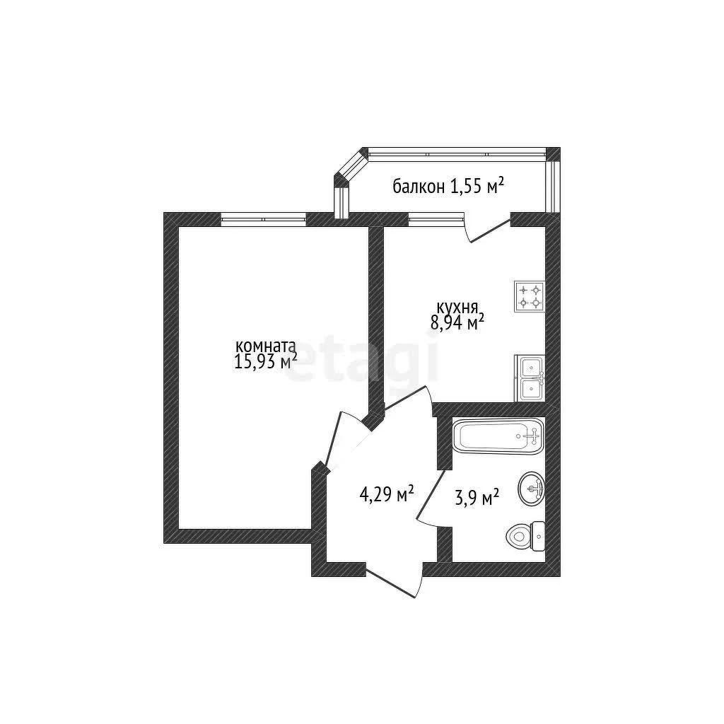 1-к квартира, 33.1м² (улица Лётчика Позднякова, 2к7) - миниатюра 15
