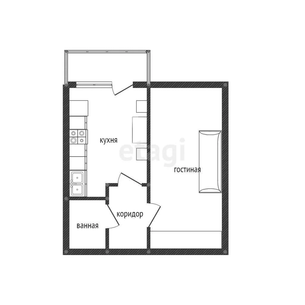 1-к квартира, 27.8м² (Бжегокайская улица, 90/1к3) - миниатюра 10
