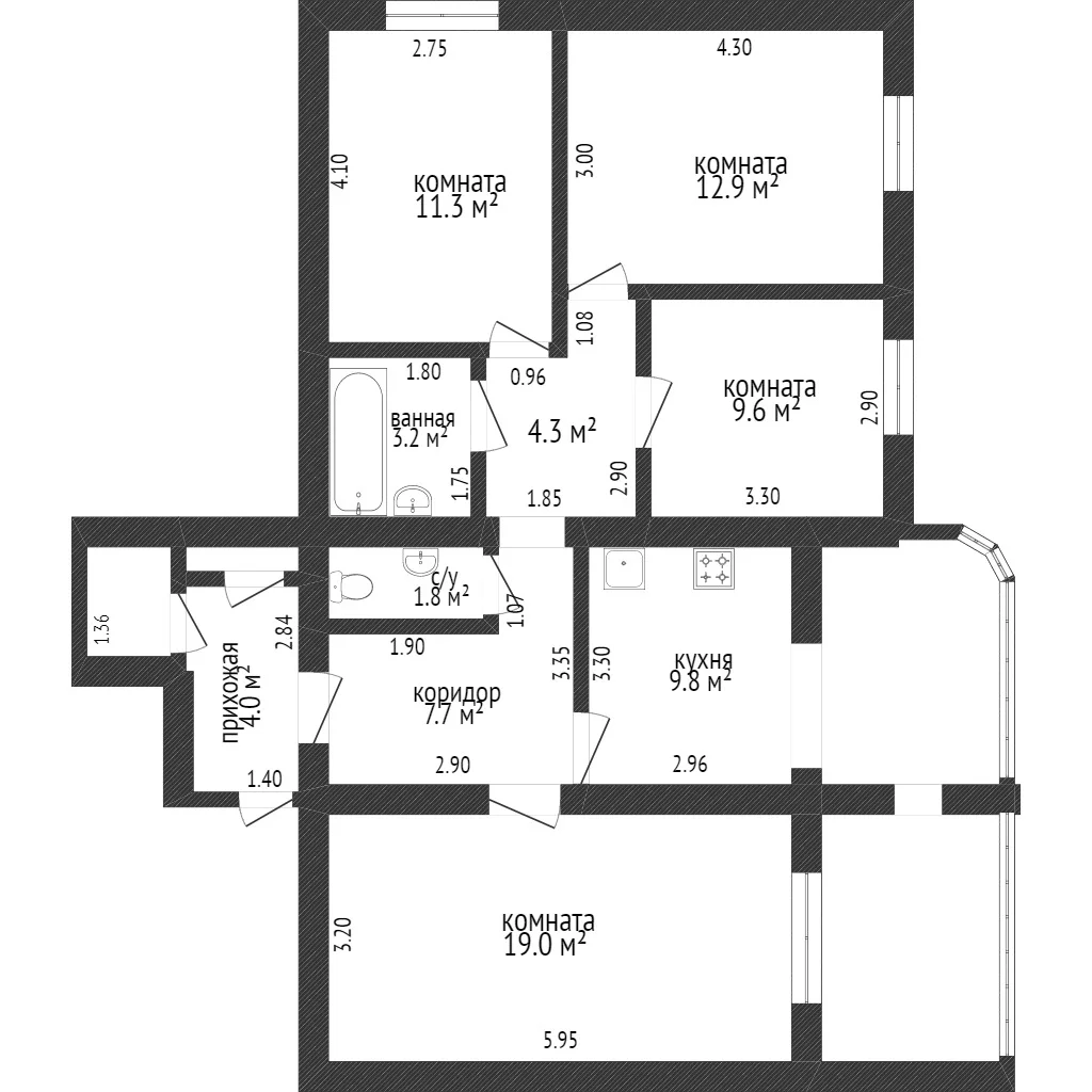 4-к+ квартира, 148.3м² (улица имени П.М. Гаврилова, 27к1) - миниатюра 16