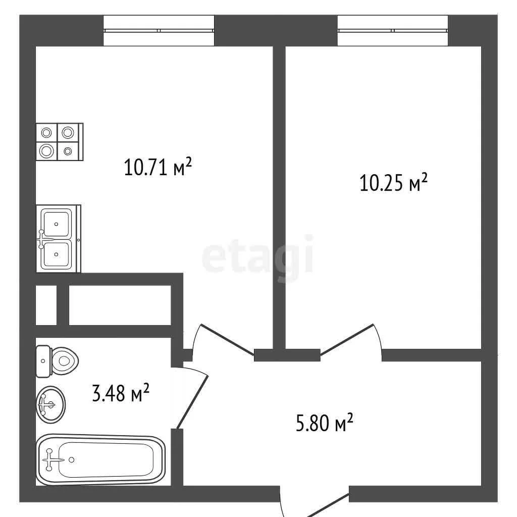 1-к квартира, 30.8м² (Береговая улица, 1к9) - миниатюра 13
