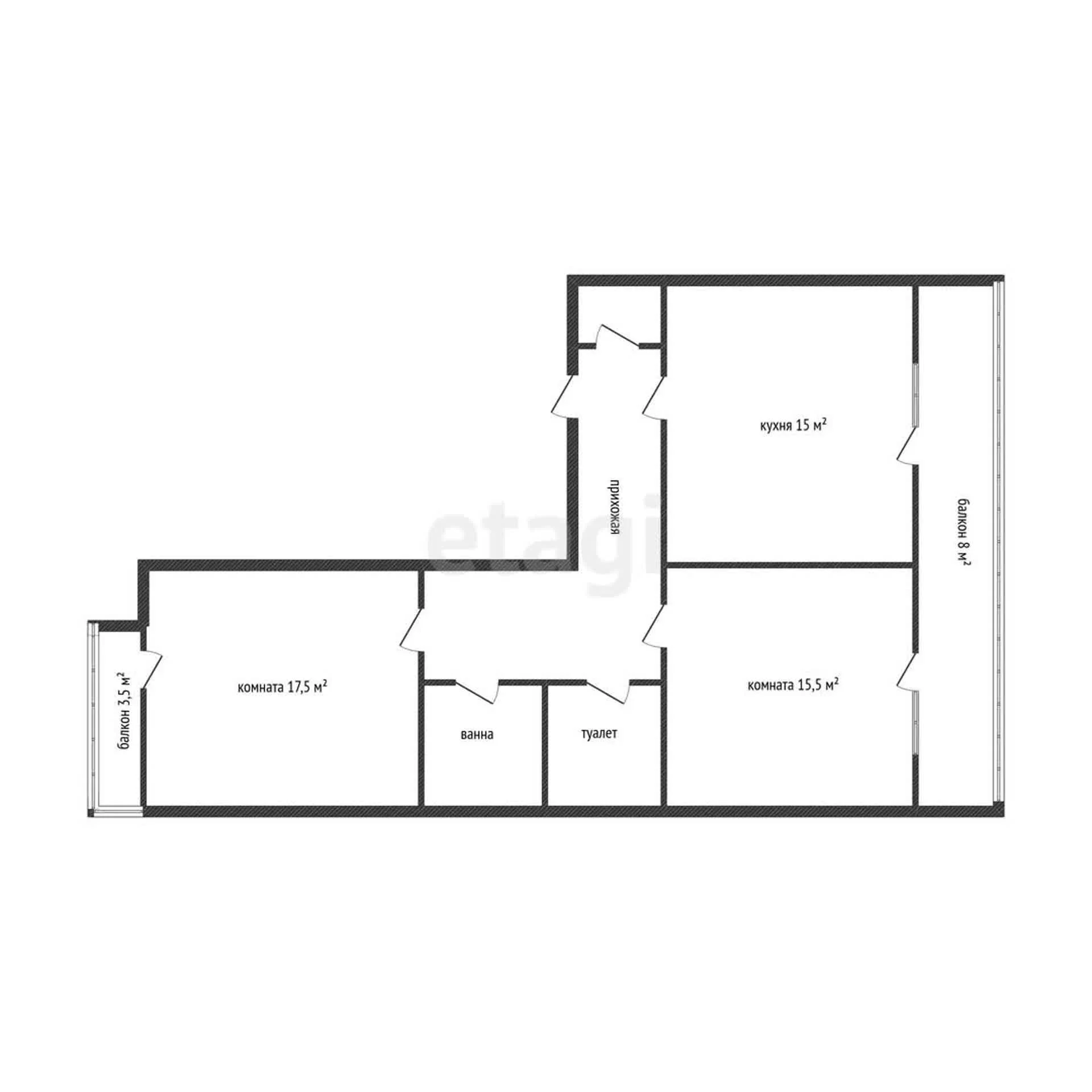 2-к квартира, 57.3м² (улица имени В.М. Комарова, 106бк4) - миниатюра 19